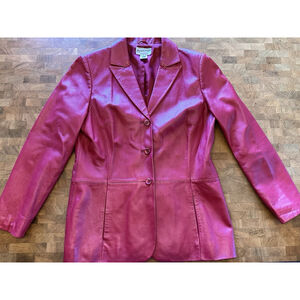 Pendleton Women's Red Leather Blazer Jacket Medium